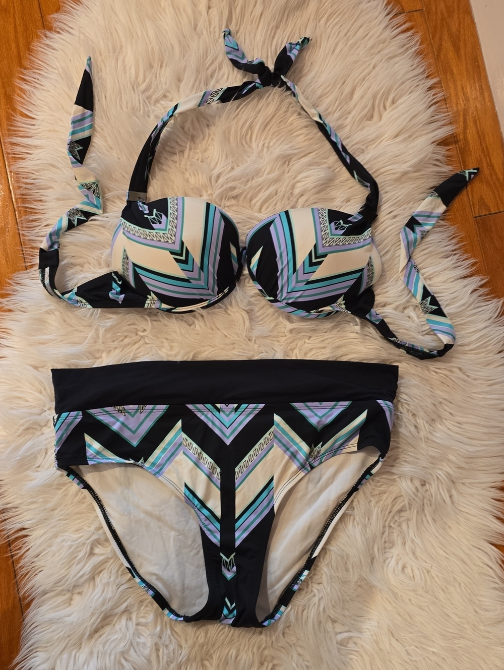 Skye Swimwear Black Mint & Lavender Geometric Two-Piece Bikini